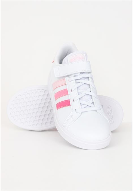 Sneakers bianche con stripes rosa da bambina Grand Court ADIDAS PERFORMANCE | IG4838.